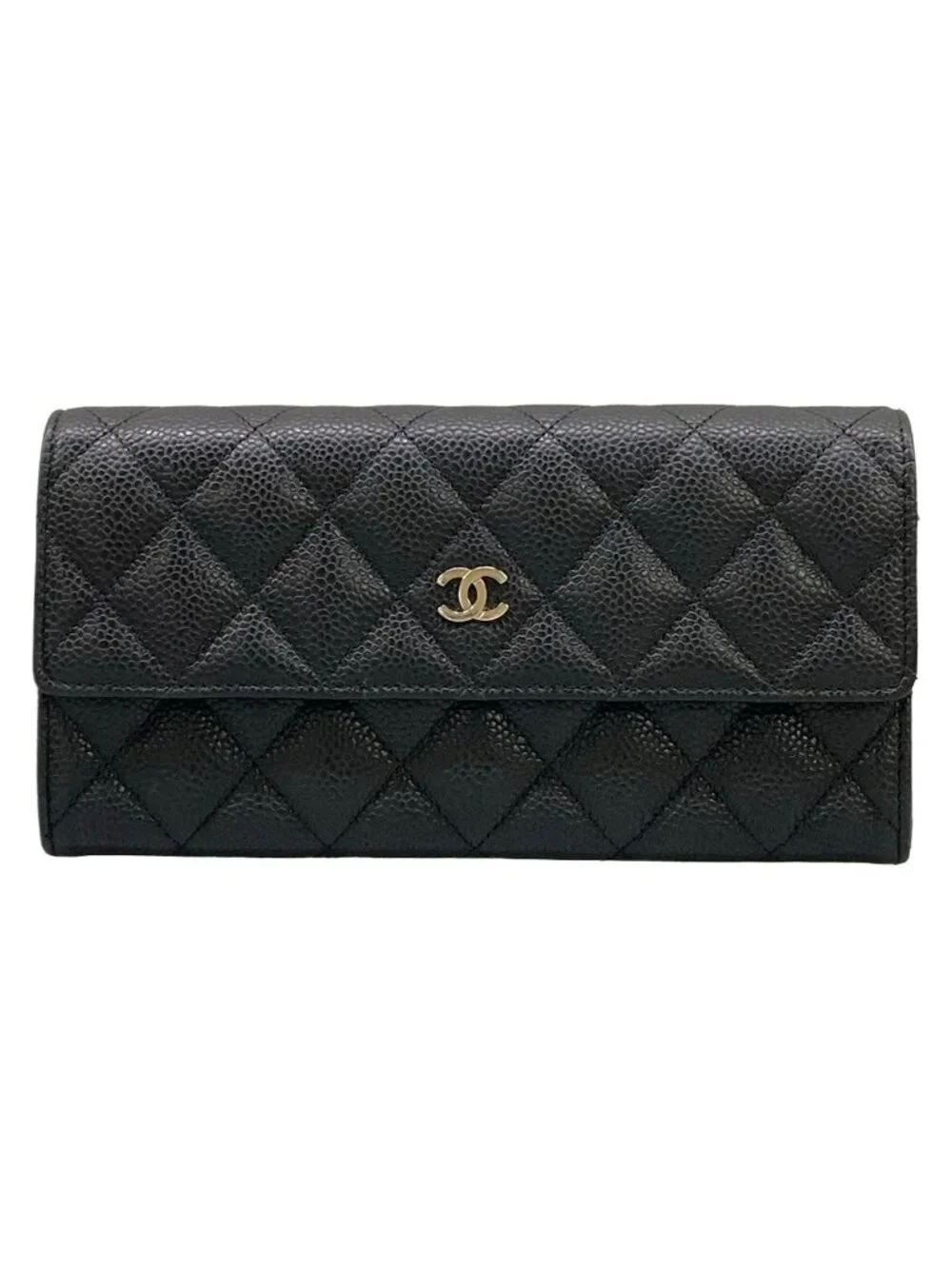 Chanel Wallet Quilted Black Silver